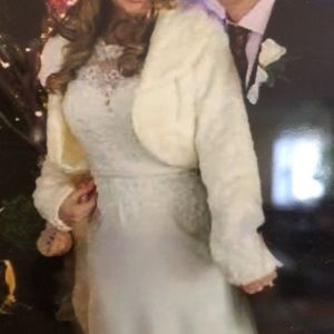 Wedding bolero ISABELLA RODRIGUEZ MEDIUM IVORY OFF WHITE CROPPED